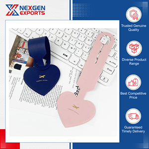 Venta exclusiva de etiquetas de equipaje de cuero PU de excelente calidad, elegantes, personalizadas en tamaño y diseño, con tarjeta de identificación con nombre, origen India. - Product Image 4