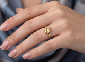DIVYORO แหวนสัญลักษณ์ชุบทอง 22k สำหรับผู้หญิงแบบคลาสสิก - Product Image 3
