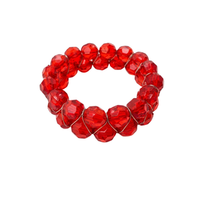 Red Crystal Beaded Napkin <b>Rings</b> Set | Luxury Faceted Acrylic Napkin Holder |Wedding Party Table Decor Elegant Dining Accessories - Product Image 3