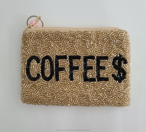 Monedero Pequeño con Cuentas y Cierre de Cremallera, Bordado a Mano con Patrón 'Kiss Me' en Verde y Blanco, Estilo Creativo Unisex - Product Image 5