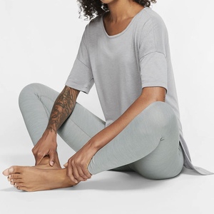Women's High Waist Full Length <b>Leggings</b> Solid Gray Knitted Spandex Nylon Stretch Breathable Comfortable All Seasons Basic Style - Product Image 5