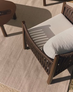 Modern Teak Outdoor Furniture Set with <b>Thick</b> Cushions and <b>Rope</b> Detail – Premium Patio Sofa Set for Resort, Villa & Backyard - Product Image 4