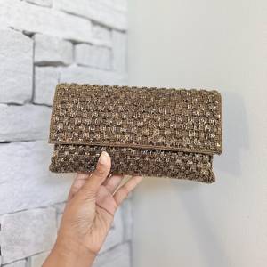 Sac à bijoux de luxe fait main avec des perles en forme de papillon pour femmes, sac de soirée noir à paillettes, sac de mariage brodé de pierres de cristal - Product Image 4