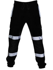 High Visibility Orange Polyester Cotton Unisex <b>Work</b> <b>Pants</b> Reflective Stripes <b>Cargo</b> Pockets Elastic Waistband Safety Protective - Product Image 6
