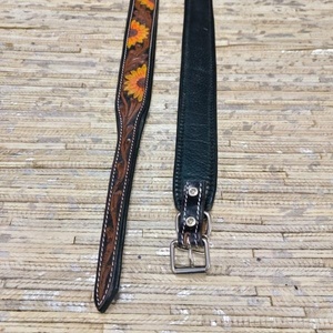 Collar de Cuero Genuino Vintage Venus Leathers para Perro con Bordado de Girasol y Hebilla Metálica Impermeable para Accesorios de Bolsos - Product Image 4