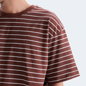 Camiseta Casual para Hombre, Cuello Redondo, Manga Corta, Estampado de Rayas, Mezcla de Poliéster/Algodón, Impresión Serigráfica, Ecológica - Product Image 6