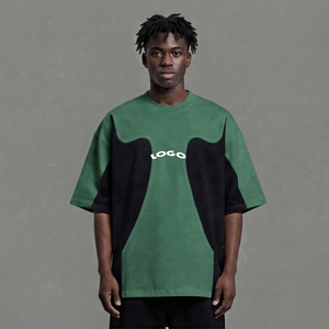 Camiseta de hombre con logo frontal, estilo urbano, transpirable, con bloques de color, manga corta, ribete en contraste, cuello redondo, informal, de algodón, talla Regular - Product Image 3