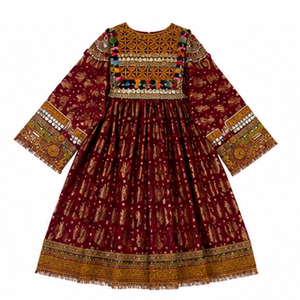 Traditional Indian Pakistani Women's Ankle Length Kurta Multi Color Embroidery Coin Work Loose Fit Cotton <b>Dress</b> Afghan <b>Dress</b> - Product Image 4