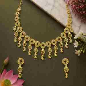 สร้อยคอทองชุบไมครอน 14K 18K 24K ขายส่ง พร้อมต่างหูแบบห้อยเข้าชุด ดีไซน์แบบดั้งเดิมของตุรกี สำหรับเครื่องประดับแฟชั่น - Product Image 3