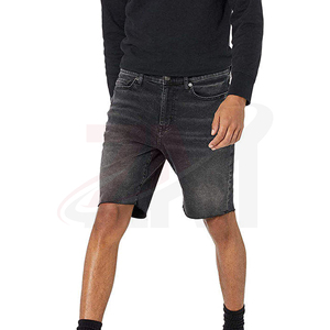 Men's Black Denim Shorts Straight Leg Mid Waist Stonewashed Cotton Casual Summer Wear Plain Denim Jean Shorts Custom Fashion - Product Image 2