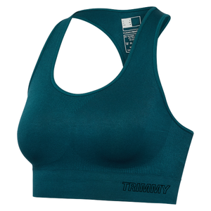 Women Seamless Sports <b>Bra</b> Scoop Neck <b>Racerback</b> Medium Support Breathable Quick Dry Yoga Fitness Wear Solid Color Teal - Product Image 3
