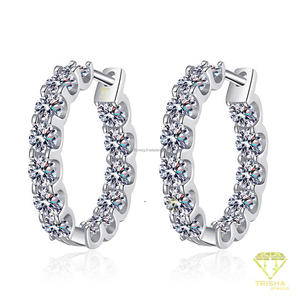 Luxury Moissanite Diamond Huggie Hoop Earrings 925 Sterling <b>Silver</b> Elegant Jewelry Gift - Product Image 4