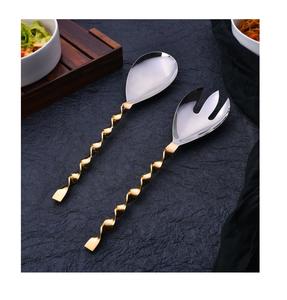 Paire de cuillères à salade en métal résistant à la rouille, durables, pour pique-nique en plein air, barbecue et dîner en famille - Product Image 6