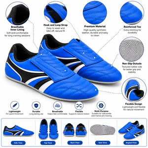 Custom Lightweight Taekwondo <b>Shoes</b> <b>Martial</b> <b>Arts</b> Training Footwear Non Slip Rubber Sole Velcro Strap Sports <b>Shoes</b> for Men Women - Product Image 4