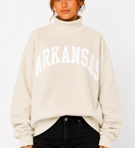 Sudadera ecológica 100% algodón con cuello simulado, impresión frontal personalizada con logotipo, jersey de forro polar extragrande para mujer - Product Image 1