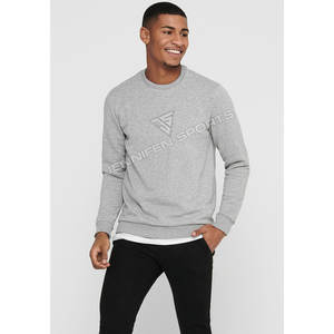 Pull sportif texturé à col rond et manches longues pour homme, coupe ample, 100 % coton molletonné, imprimé numériquement, design personnalisé OEM - Product Image 5