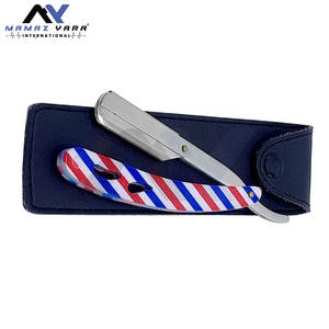 Meilleurs rasoirs de barbier avec étui en cuir, système de verrouillage à bascule, logo personnalisé, marque OEM, rasoirs à bascule pour barbier, motif USA - Product Image 4