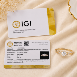 แหวนหมั้นเพชรเพาะเลี้ยงจาก Designer Lab ทองคำแท้ 14 กะรัต พร้อมใบรับรอง IGI ทรงบริลเลียนท์ หรูหรา สำหรับงานแต่งงาน เครื่องประดับผู้หญิง - Product Image 6
