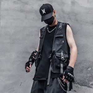Cyber <b>Black</b> Techwear <b>Vest</b> Cargo Pockets Japanese Anime Cyberpunk Coat Top Quality Techwear <b>Vest</b> Custom <b>Vest</b> for Men - Product Image 3