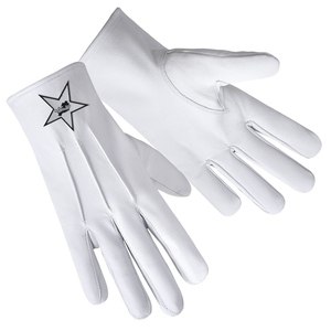 Gants en cuir personnalisés brodés avec un patch étoile blanche des Templiers - Product Image 3