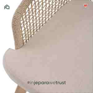 Commercial Grade Outdoor Rope Chair with Solid Teak Wood Legs Weather Resistant Cushioned Seat for Hotels Restaurants Res - Product Image 6