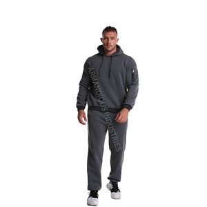 Autumn Men's Fashion Two-Piece Set Fleece Track Suit Hoodie & <b>Jogger</b> With Patchwork Design Printed Technics for Winter Use - Product Image 1