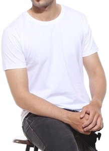 T-shirt en coton uni pour homme, manches courtes, col rond, coupe classique, couleur unie, vêtement décontracté, respirant, jersey tricoté, noir, blanc, bleu, gris - Product Image 3