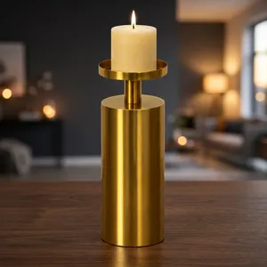 Metal Candle Stand for Home <b>Decor</b> Round Pillar Tealight Holder <b>Decorative</b> <b>Table</b> Centerpiece Housewarming Gift - Product Image 3