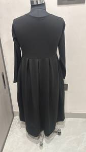 Vestido Midi Formal/Casual de Manga Larga con Cuello Cuadrado y Cintura Alta, Estampado Sólido Negro, Estilo Western, Línea A, Venta al por Mayor - Product Image 6
