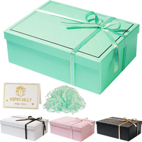 Boîte cadeau en carton pliable de haute qualité, couleur unie, avec couvercle et base, ruban inclus, en stock, logo personnalisé, faible MOQ