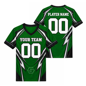 Maillot de football américain personnalisé de haute qualité, sublimé, col en V, manches courtes, en maille polyester respirante, grande taille adulte - Product Image 4