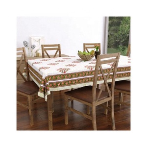 Fashionable New Transparent Embroidered Rese Gold Colour Beautiful Hand Made 100% Organic Cotton Fabric Table Clothes on Sale - Product Image 4