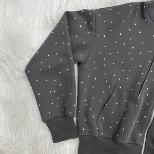 Custom Rhinestone Tracksuit Men <b>Oversized</b> Cropped Acid Wash Sweatsuits Unisex Sets Distressed Vintage <b>Sweatpants</b> and Hoodie Set - Product Image 3