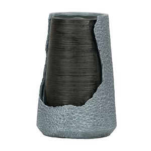 Fontaine d'eau en polyrésine 17x17x26 cm pour intérieur/extérieur, design moderne unique avec urne brisée dynamique et élégante, élément lumineux pour jardin - Product Image 2