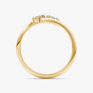 Lab Grown Multi Shape Diamond <b>Ring</b> in 14K Yellow Gold Marquise Baguette Round Asymmetrical <b>Open</b> <b>Ring</b> Designer Stackable - Product Image 5