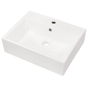 21 \ "x16 \" lavandino da bagno rettangolare a parete in ceramica bianca con foro per rubinetto e trabocco - Product Image 1