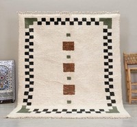 Tapis marocain noué à la main 100% laine Beni |   Tapis berbère géométrique authentique Beni Ourain en gros