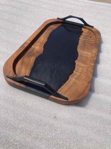 Plateau de service en bois de rivière en résine époxy de qualité supérieure, planche à charcuterie en bois faite à la main pour les dîners, les fêtes et la décoration intérieure, à vendre - Product Image 2