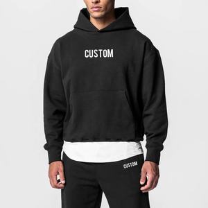 Sweat à capuche oversize personnalisé en molleton épais noir 500 g/m² pour homme, style streetwear, unisexe - Product Image 1