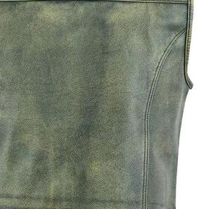 Chaleco de Motociclista Verde Desgastado de Primera Calidad al por Mayor para Hombre, Chaleco de Cuero Vintage sin Mangas Estilo Motociclista - Product Image 4