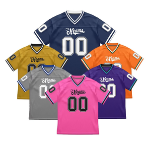 Camiseta de Fútbol Americano, 100% Poliéster, Secado Rápido, Transpirable, Cuello en V, Personaliza con Tu Nombre, Uniforme de Equipo con Diseño Combinado de Gran Tamaño - Product Image 2