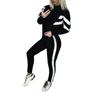 <b>Women's</b> Black Yellow Eco-Friendly Fleece Hooded Crop Top Pants <b>Suits</b> Casual Full Length Regular Fit Autumn Wear - Product Image 4