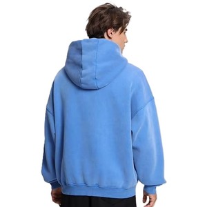 Sweat-shirt à capuche zippé unisexe, coupe oversize, en molleton de coton épais, style vintage - Product Image 2