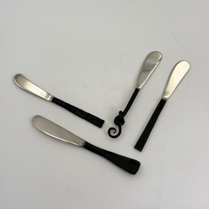 Hot <b>Sale</b> New Product 202 Stainless Steel <b>Set</b> of 4 with Black Powder Coated Handle with Different Design handle Cheese <b>Set</b> - Product Image 5