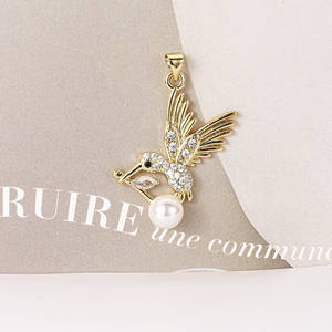 925 Silver Gold Plated <b>Hummingbird</b> Bird Pendant Lab Grown Diamond Pear Cut Trendy Women's <b>Necklace</b> - Product Image 5