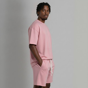 Ensemble d'été personnalisé pour homme grande taille, hauts à manches longues unis, 100 % coton, écologique, respirant, décontracté et tendance - Product Image 5