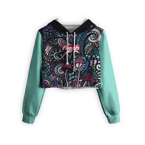 Sudadera con Capucha Corta con Estampado Floral Personalizado para Mujer, Sudadera de Poliéster Tejida con Estampado por Sublimación, Ropa Urbana de Otoño - Product Image 5