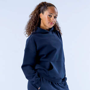 Sudadera con Capucha Oversize de Invierno para Mujer, Azul Marino, con Bordado 3D, Hombros Caídos, Ajuste Relajado, Antiarrugas, Transpirable, Última Colección 2026 - Product Image 1