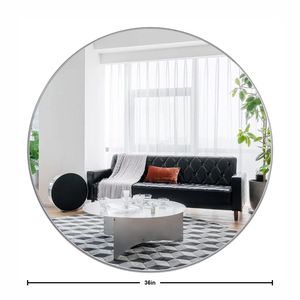 <b>Silver</b> Modern Dresser Wall-Mounted 36\" <b>Mirror</b> with Deep <b>Frame</b> Bedroom Living Room Entryway Firep Decor Metal <b>Frameed</b> - Product Image 5