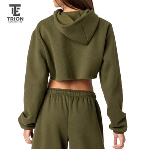 Sudaderas con capucha estampadas de invierno, a la moda, informales, tallas grandes, para mujer, sudaderas cortas, con logotipo personalizado OEM, forro polar, cremallera de color claro - Product Image 3